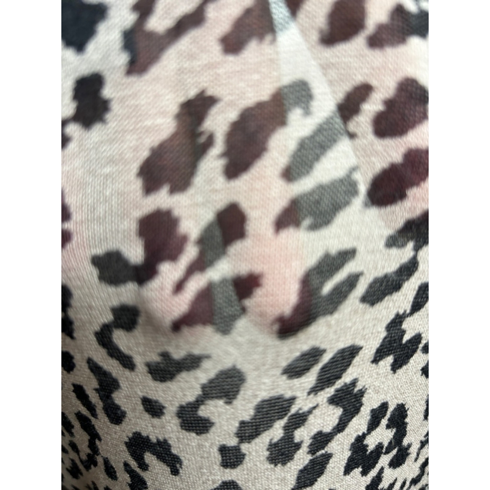 Women's sheer Bobeau Leopard Print long sleeve Top Size S Tan - Picture 3 of 6